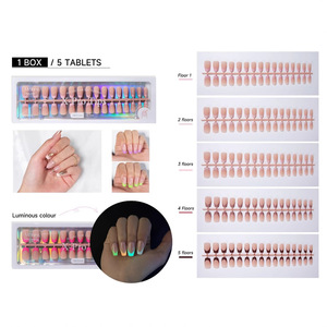 Nuevo estilo francés Nail Tips150pcs Corto Medio Almendra Acrílico <span class=keywords><strong>Uñas</strong></span> postizas Diseño de borde blanco Cubierta completa Puntas de <span class=keywords><strong>uñas</strong></span> artificiales - Product Image 5