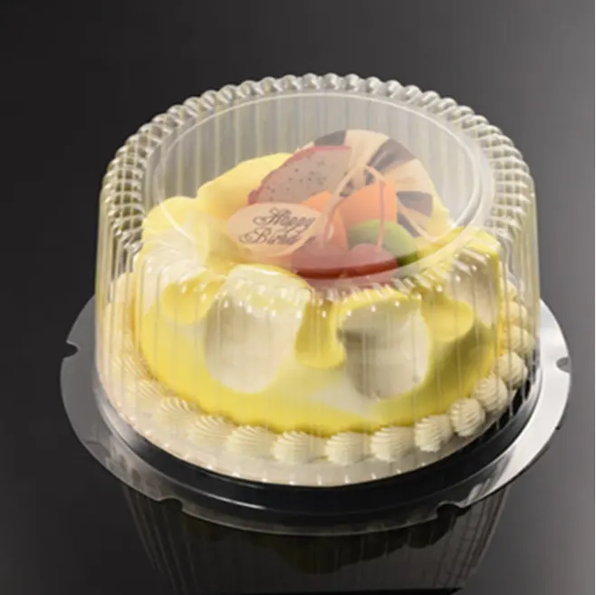 Mini plastik şeffaf özel yuvarlak kek kutusu toptan, plastik kek kapaklı konteyner