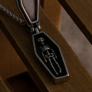 Titanium Steel Skull Coffin Pendant Necklace Men <b>Cross</b> Design SP1045 - Product Image 4