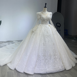 Heavy-Duty Luxury Wedding Shawl <b>Yarn</b> Shiny Puff Shoulder Long-Sleeved Ball Gown French Wedding Dress Wm03 - Product Image 3