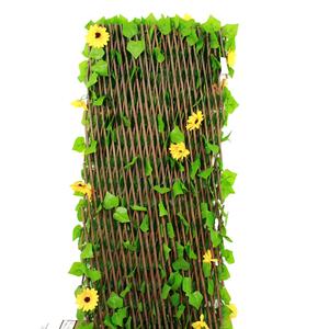 Retractable Garden <strong>Trellis</strong> <strong>Artificial</strong> Wooden Fence <strong>Flowers</strong> Leaves Privacy Screen Backdrop Garden Patio Durable <strong>Artificial</strong> Fence - Product Image 5