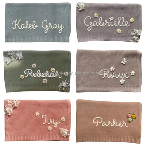 Pankai usine nom <span class=keywords><strong>personnalisé</strong></span> couverture <span class=keywords><strong>de</strong></span> bébé en tricot <span class=keywords><strong>brodé</strong></span> à la main literie personnalisée pour bébés - Product Image 4