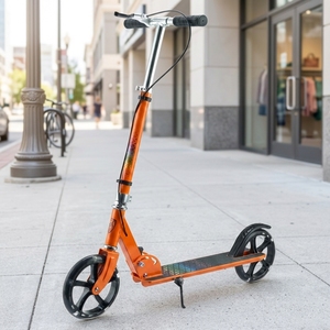 Trottinette pliable pour adultes et adolescents avec grandes roues de 200 mm et frein à main, légère, élégante, orange vif, trottinette de ville - Product Image 2