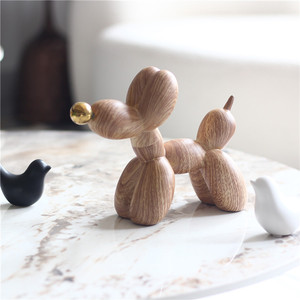 Meijian populaire vente Statue décoration résine Imitation bois ballon chien maison bureau accessoires <span class=keywords><strong>lapin</strong></span> décor à la maison - Product Image 5