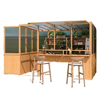 Serre en polycarbonate incliné avec comptoir de bar intégré, pour jardin d'hiver extérieur, abri pour plantes, servant également de véranda ou de jardin d'hiver.