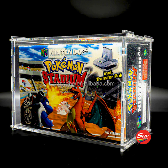 SHP Wholesale Custom Acrylic Pokemoned Stadium Kaizo USA NTSC Version N64 Game Cartridge N64 Games Video Game Card Case