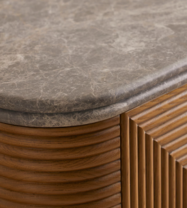 Italy Retro High-end Living Room Solid Wood Marble Top Storage <strong>Cabinet</strong> Luxury Handcrafted Custom Double Doors <strong>Cabinet</strong> - Product Image 5