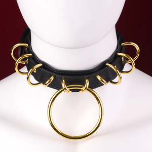 Collares de Bondage para mujer Collares sumisos de cuero BDSM Premium bloqueables con anillo - Product Image 3