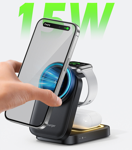 แท่น<span class=keywords><strong>ชาร์จ</strong></span>แม่เหล็ก 15W สำหรับ Apple Watch และ iPhone 12 13 14 15 <span class=keywords><strong>Pro</strong></span> Max ที่ชาร์จไร้สาย<span class=keywords><strong>แบ</strong></span>บเร็ว 3 in 1 พร้อมไฟ LED - Product Image 3