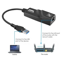 Adaptador de Red Gigabit Ethernet LAN RJ45 Externo USB 3.0, Convertidor de Tarjeta de Red con Cable de 1000 Mbps