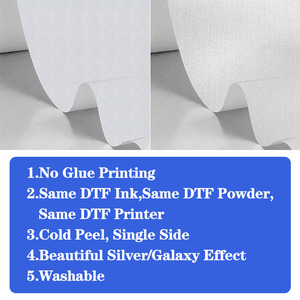 ฟิล์ม PET DTF สีเงินกลิตเตอร์แบบม้วน ขนาด 24 นิ้ว <span class=keywords><strong>30</strong></span> ซม. 60 ซม. สำหรับพิมพ์ลายแบบรีดร้อน ยี่ห้อ Goosam Special Single Side Cold Peel Heat Transfer Printing - Product Image 2