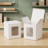 Boîte cadeau carrée pliable réutilisable de haute qualité avec fenêtre transparente, impression quadricolore pour cupcakes, chips et bonbons