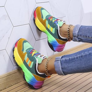 Baskets Chunky Colorées pour Femme, Style Dad Shoes, Plateforme Arc-en-ciel, Sport Décontracté, Talon Mi-haut, Semelle Extérieure en Caoutchouc, Confortables, Style Urbain - Product Image 3