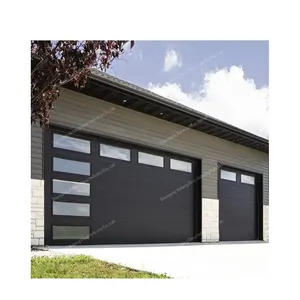 Modern European Customized Steel PU Panels 9x6 Automatic Sectional Garage Doors Porte De Garage With Finished Glass Surface