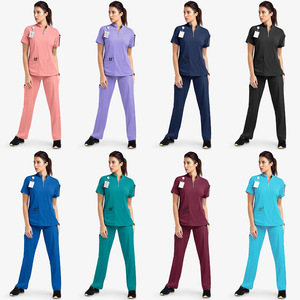 Ensemble de blouses médicales unisexe à col montant et fermeture éclair, extensible dans les 4 sens, en polyester, pour détection d'aiguilles, usage dentaire et esthétique - Vente en gros - Product Image 2