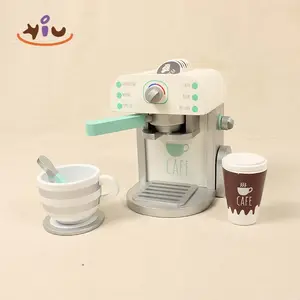 קיו קפה יצרנית לשחק סט עץ קפה מכונת צעצוע מטבח בישול קפה צעצוע העמד פנים שחק מטבח מכונה קפה