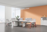 Poste de travail modulaire pour bureau avec cloison, panneau MFC E0, structure en acier pour espace de travail collaboratif