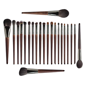 Ensemble de pinceaux de maquillage professionnels en poils de chèvre, manches en bois de hêtre, virole en aluminium épaisse, sans cruauté, 10 pièces, luxe premium - Product Image 1
