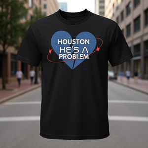 Camiseta Houston Hes A Problem, camiseta gráfica informal negra para hombre - Product Image 3