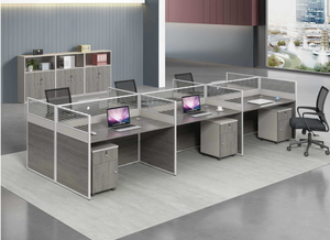 משרד ראש המחלקה סט אפור מט שולחן למינציה + צד ספרים מודרני מינימליסטי - Product Image 3