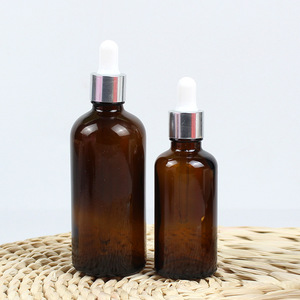 5ml 15ml 30ml 50ml 60ml 100ml 120ml Amber Oil Glass Essential Oil Dropper Bottle with 18mm Plastic Bottle Dropper Screw Cap - Product Image 1