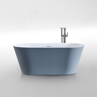 Baignoire autoportante en acrylique gris bleu brumeux Gurgle, vente en gros d'usine, design moderne