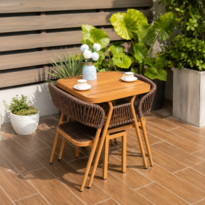 Ensemble de salle à manger d'extérieur commercial FLD1020 avec foyer, 2 chaises en corde tressée, <span class=keywords><strong>table</strong></span> de patio en métal imperméable pour mobilier d'extérieur - Product Image 3