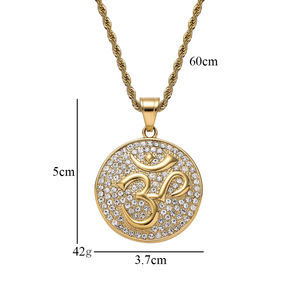 Collana Talismano Aum Indiana con Ciondolo in Cristallo e Acciaio Inossidabile - Product Image 4