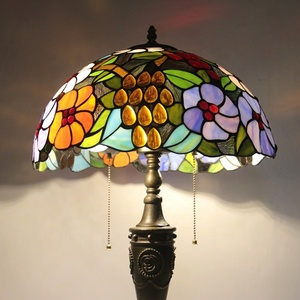 Lámpara de Mesa Estilo Tiffany Mediterráneo LongHuiJing Floral de 16 Pulgadas con LED E27, Pantalla de Vidrio con Cúpula, Lámpara de Escritorio Flexible - Product Image 1