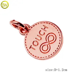 Collana oro rosa forma rotonda charm lettere loghi piccolo nome inciso metallo pendente per gioielli - Product Image 2