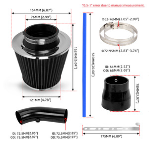 Kit de Admisión de Aire con Filtro de Hongo de 76mm de Alto Flujo de Aleación de Aluminio para Mejora de Automóviles - Product Image 1