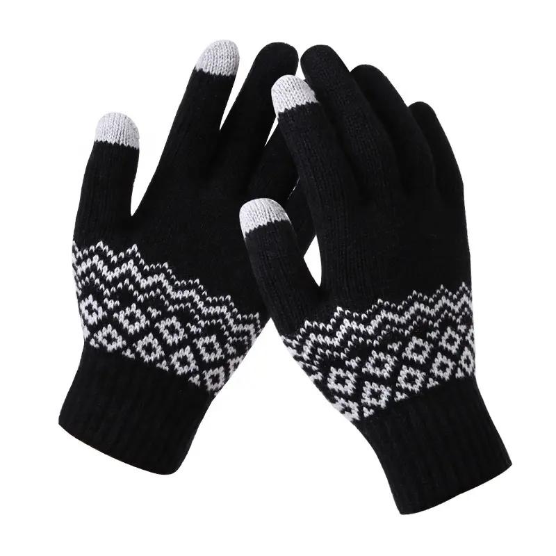 Cheap Winter Warm Smart Touchscreen Jacquard Gloves Conductive Finger Touch Screen Gloves