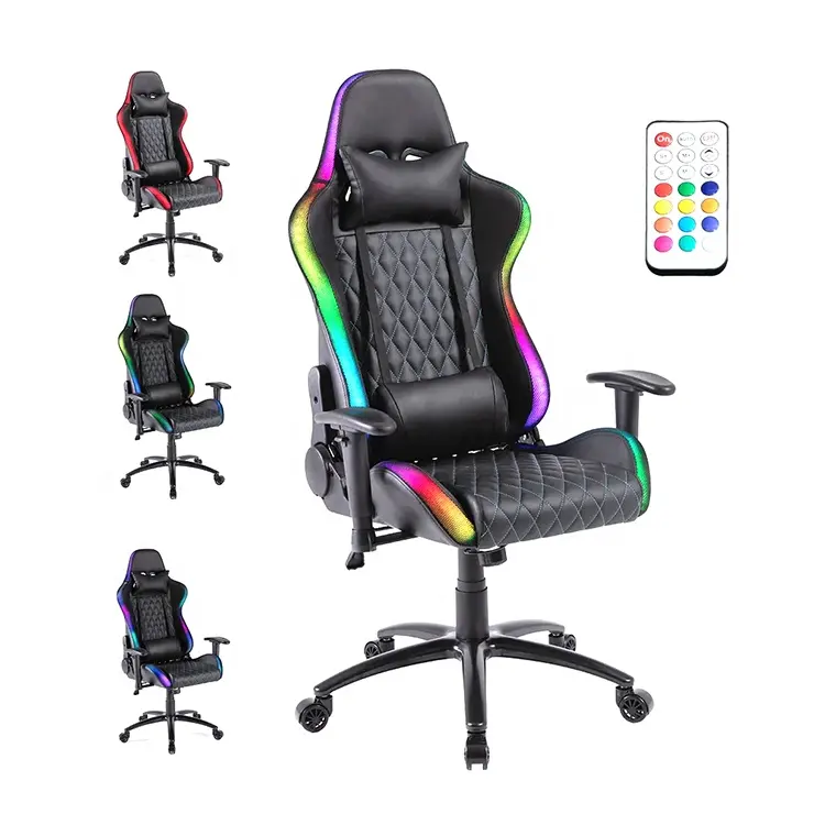 OEM ODM Sillas Gmaer Ergonomic Chair Office LED Rgb Executive Desk Rock Black Esports Gaming Chair with Lights and Speakers