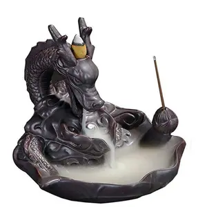 Dragon Ceramic Incense Holder Burner, Ceramic Backflow Incense Tower Burner Statue Figurine Incenses /