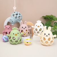 Hochet sensoriel personnalisé pour enfants, jouet de dentition en silicone sans BPA en forme de poussin pour bébés