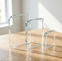 Bloc de verre cristal K9 transparent très vendu - 3 tailles pour gravure laser DIY, affichage photo ou décoration de bureau