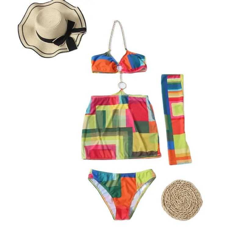 Famous Brand Three Piece Thong Bikini Set Designer Swimwear Thong Bikini Set Swimsuit