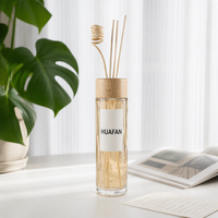 Bouteille diffuseur de parfum en verre transparent cylindrique de 150 ml, 200 ml, 400 ml, base épaisse, conteneur d'aromathérapie vide avec logo personnalisé