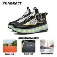 PONERAIT unisexe LED chaussures à roulettes 2 roues baskets rétractables roues décontractées Parkour patins à roulettes pour hommes chaussures de sport pour enfants