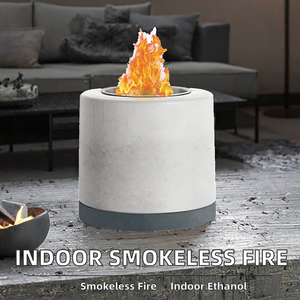 Modern Cylinder Concrete Table Fire Pit Smokeless Indoor <b>Gas</b> Fire Bowl Portable Cement <b>Firepit</b> for Home Decor Patio Balcony - Product Image 2