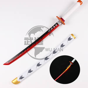 Katana <span class=keywords><strong>Ninja</strong></span> <span class=keywords><strong>Arme</strong></span> <span class=keywords><strong>Japonaise</strong></span> de 72cm pour Enfants, Épées Jouet Anime Cosplay Rengoku Kyoujurou, Épées en Bois avec Lumière - Product Image 2