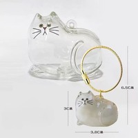 Boîte de rangement transparente en plastique PS en forme de chat mignon pour poils d'animaux, organisateur de poils de chat, cadeau pour les amoureux des chats