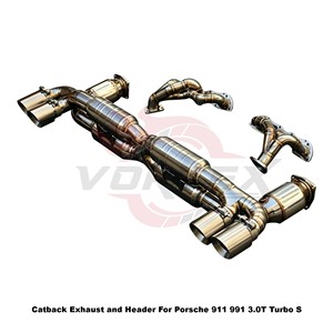 Sistema de escape completo Vortex ligero de titanio natural para Porsche 911 991 3.0T Turbo S Racing - Product Image 5
