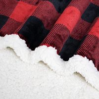 Plaid en polaire Sherpa tricoté double couche 100% polyester, classique rouge et noir, taille King, anti-boulochage