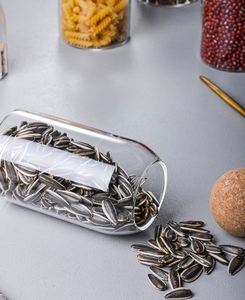 Pot de conservation en verre borosilicate écologique de 500 ml et 800 ml, transparent, avec couvercle en liège rond, pour céréales, épices, thé - Product Image 2
