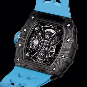 นาฬิกาข้อมือผู้ชายสุดหรู รุ่น 53-01 ตัวเรือนคาร์บอนไฟเบอร์ กระจกแซฟไฟร์ หน้าปัด 3 มิติ โครงกระดูก ดีไซน์ทรงถังไวน์ ระบบจักรกลอัตโนมัติ - Product Image 5