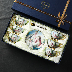 Juego de Taza y Platillo de Porcelana Fina Estilo Europeo Blue Beauty, Cerámica Vintage para el Hogar, Estilo Británico para el Té de la Tarde - Product Image 3