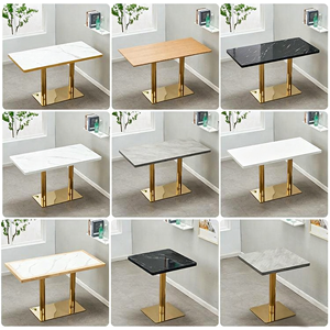 Meubles de café ensemble de table à manger rectangulaire en acier inoxydable table à manger de luxe en bois massif de restauration rapide pour <span class=keywords><strong>restaurant</strong></span> 70 à 70 - Product Image 3