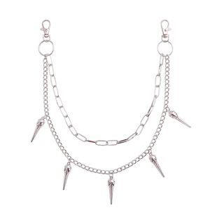 Trendy Double Layer Metal Pants Chain With Pointed Bird <b>Head</b> Pendant Punk <b>Style</b> Waist Chain For Daily Wear - Product Image 5