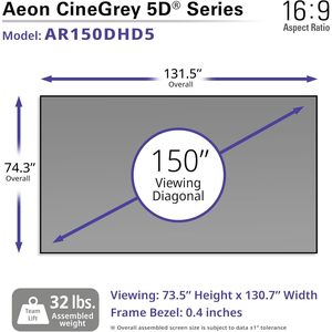 Elite Screen Aeon cinegrey 5D 150 \\ "FIXED Frame ALR โปรเจคเตอร์หน้าจอที่มีความยืดหยุ่น16:9แสงเพดานฟรีขอบ - Product Image 4